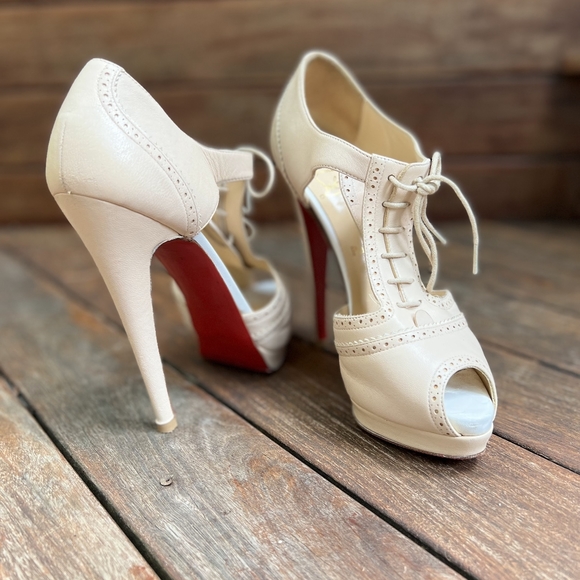 Authentic Christian Louboutin Lace Up Heels Size 37.5 - Picture 3 of 7